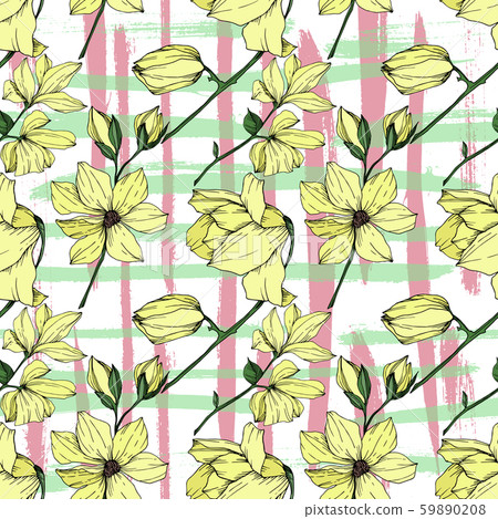 Vector Magnolia floral botanical flowers. Black and white engraved ink art. Seamless background Vector Magnolia floral botanical flowers. Black and white engraved ink art. Seamless background 59890208