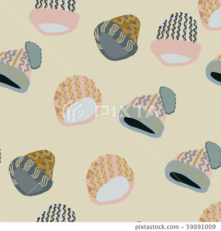 Illustration of knitted beanies seamless pattern 59891009