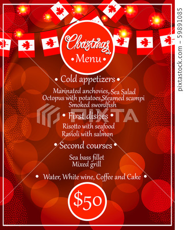 Bright banner festive menu. Blank with approximate menu. Bright banner festive menu. Blank with approximate menu. 59891085