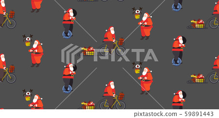 set santa claus riding mono wheel cycling and controlling drone merry christmas happy new year 59891443