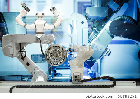 Smart robotic working on teamwork concept. 59893251