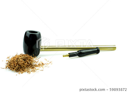 This Tobacco pipe is made from wood at white background This Tobacco pipe is made from wood at white background 59893872