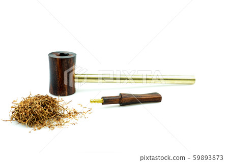 This Tobacco pipe is made from wood at white background This Tobacco pipe is made from wood at white background 59893873