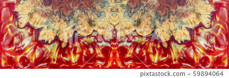 Casting epoxy resin red Stabilizing burl wood abstract art background 59894064