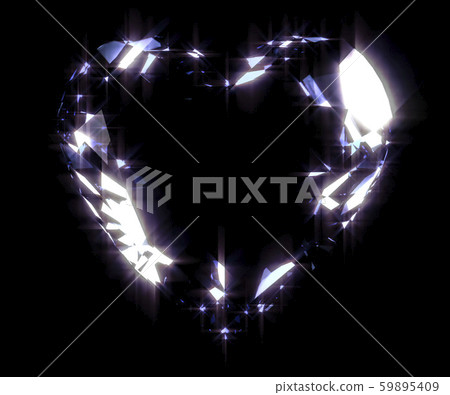 Sapphire heart gem contour in the dark - 3D Illustration 59895409