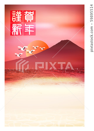 富士山日出新年卡片背景 富士山日出新年卡片背景 59895514