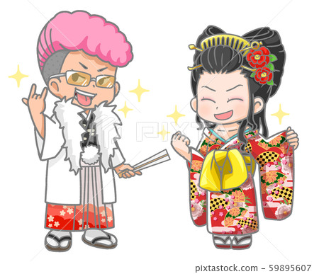 Illustration of new adult men and women 59895607