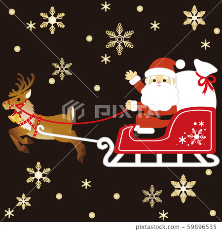 聖誕老人在聖誕節雪橇,馴鹿,雪花 聖誕老人在聖誕節雪橇,馴鹿,雪花 59896535