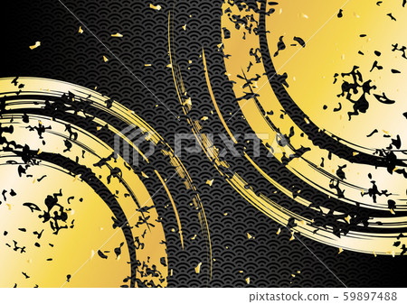 Japanese pattern background circle Qinghai wave black and gold Japanese pattern background circle Qinghai wave black and gold 59897488