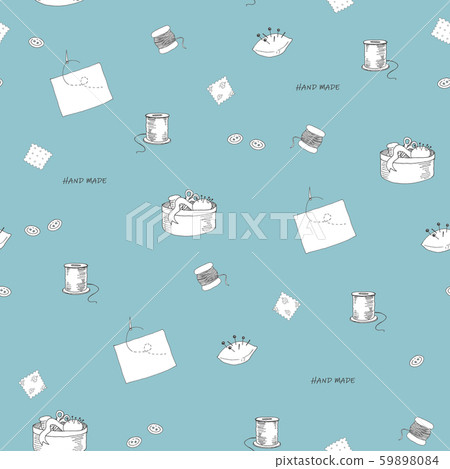 Handmade line drawing pattern blue Handmade line drawing pattern blue 59898084