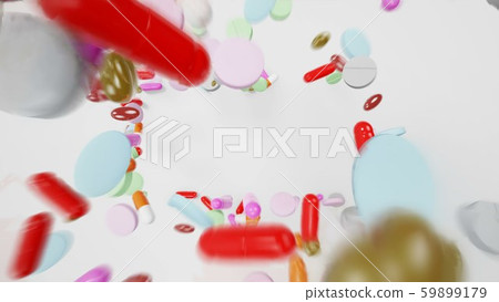 Falling Pills Forming Rectangular Space For Logo - 3D Illustration Falling Pills Forming Rectangular Space For Logo - 3D Illustration 59899179