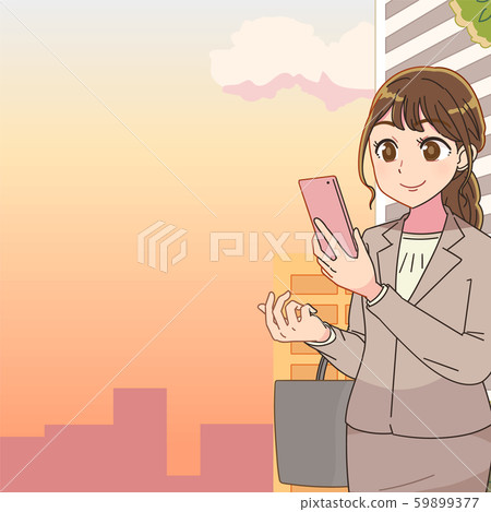 退休準時離開辦公室在大廈例證外面 59899377