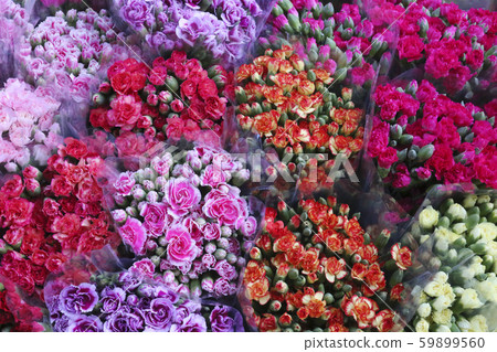 在一家花店排隊的七彩花朵 在一家花店排隊的七彩花朵 59899560