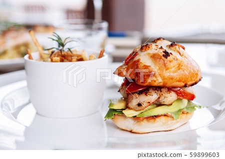 Baked grilled prawn burger with Avocado Aloli Baked grilled prawn burger with Avocado Aloli 59899603