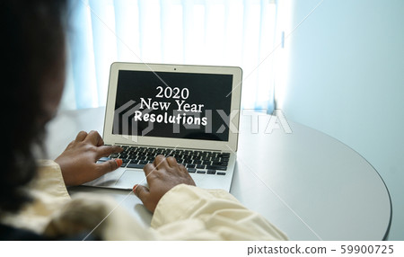 2020 new year goal, plan, action text on computer 59900725