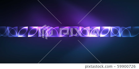Colorful blue neon shape round triangle in modern style on light background. Dark space, futuristic 59900726