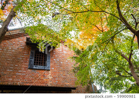 A public wall in the autumn of the Moroto garden in Kuwana, Mie Prefecture. A public wall in the autumn of the Moroto garden in Kuwana, Mie Prefecture. 59900981