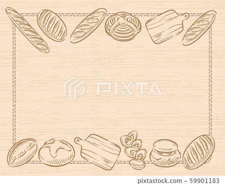 Baguette and other bread. Background, frame material. 59901183