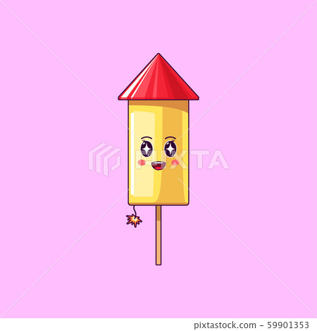 Cartoon kawaii Firework with Admiring face. Cute 59901353