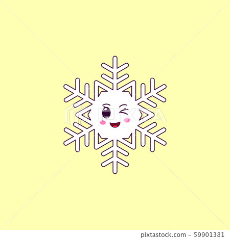 Cartoon Kawaii Snowflake with Winking Face. Cute Cartoon Kawaii Snowflake with Winking Face. Cute 59901381