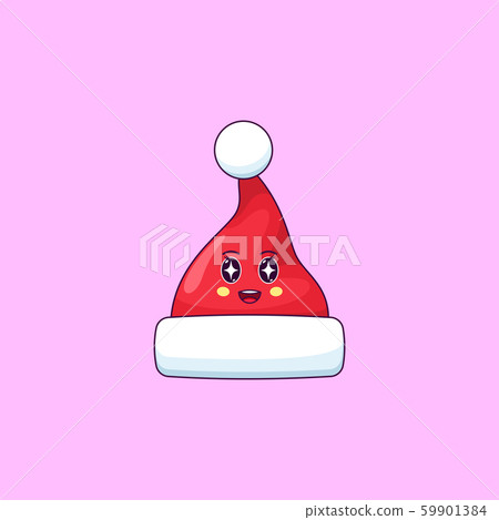 Cartoon kawaii Santa hat with Admiring face. Cute 59901384