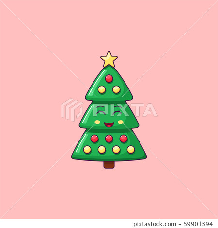 Cartoon kawaii Christmas tree with Smile and 59901394
