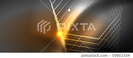 Shiny neon techno template. Neon lines background, 80s style laser rays 59901584