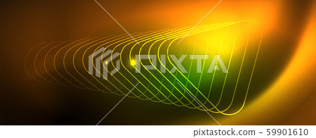 Techno glowing background, futuristic dark template with neon light effects and simple forms, vector 59901610