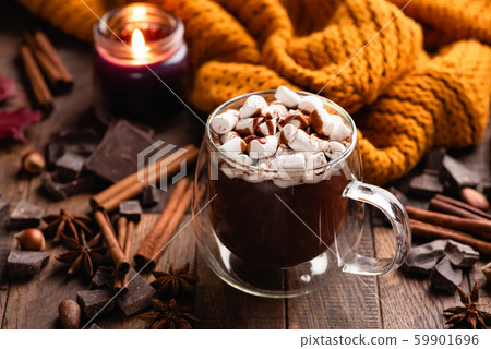 Mug Of Hot Chocolate With Cinnamon and Marshmallows Mug Of Hot Chocolate With Cinnamon and Marshmallows 59901696