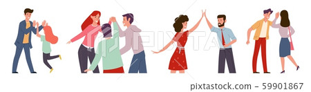 High five. Happy people informal greeting, group expressing friendship. Colleagues together meeting 59901867
