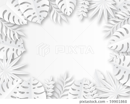 Paper tropical leaves. Origami exotic hawaiian wild jungle paper cut leaf, trendy foliage seasonal Paper tropical leaves. Origami exotic hawaiian wild jungle paper cut leaf, trendy foliage seasonal 59901868