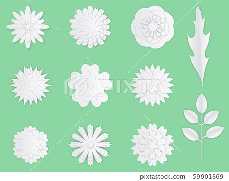 Paper flowers. White paper origami flowers creative composition bouquet, sakura petals. Ornament Paper flowers. White paper origami flowers creative composition bouquet, sakura petals. Ornament 59901869