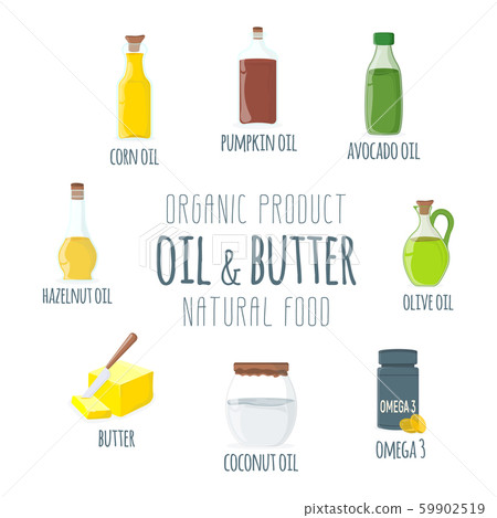 Set of Oil, Fat, Butter Icon. Food label, logo for-插圖素材 [59902519 ...
