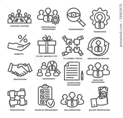 Engagement line icons set on white background 59902670