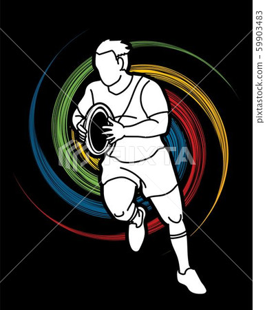 Rugby player action cartoon sport graphic vector 59903483