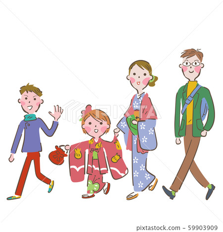 New Year's Day illustration for family New Year's Day illustration for family 59903909