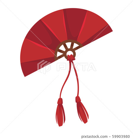 Chinese fan with tassels isolated icon, geisha accessory Chinese fan with tassels isolated icon, geisha accessory 59903980