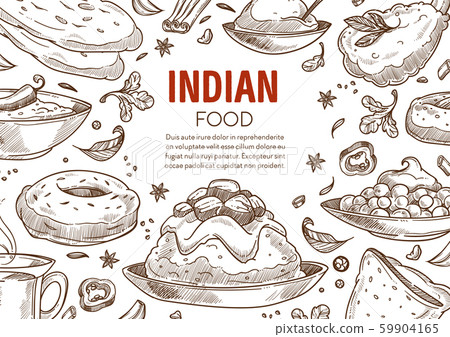 Restaurant menu of Indian cuisine food sketch poster Restaurant menu of Indian cuisine food sketch poster 59904165