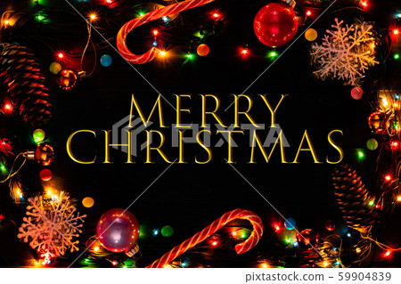 Christmas wooden board blue background garland Christmas wooden board blue background garland 59904839
