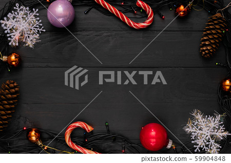 Christmas wooden board blue background garland Christmas wooden board blue background garland 59904848