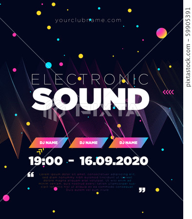 Music festival poster with abstract gradient background. Colorful Waves Gradient Background. Template for DJ Poster, Web Banner, Pop-Up, presentation, brochure. Geometric template vector design. 59905391
