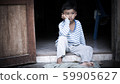 poor asian boy  sad alone ,vintage tone 59905627