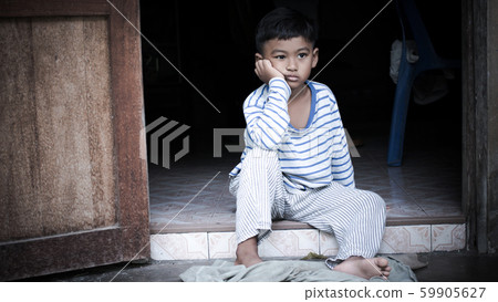 poor asian boy sad alone ,vintage tone poor asian boy sad alone ,vintage tone 59905627