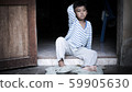 poor asian boy  sad alone ,vintage tone 59905630