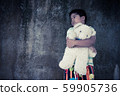 Asian boy sad and cry in the park,vintage tone 59905736