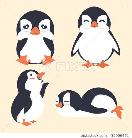 Cute fat penguin vector set 59906471