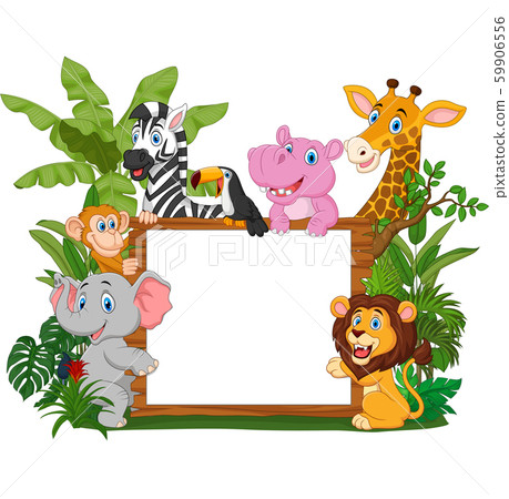 Cartoon wild animals holding blank board Cartoon wild animals holding blank board 59906556