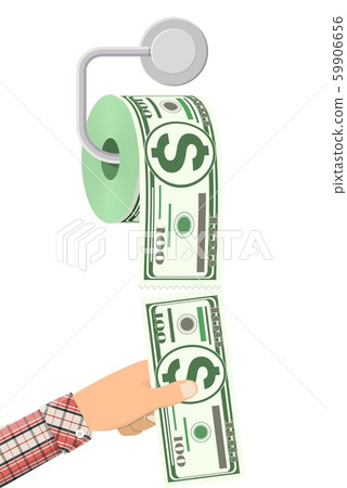 Hank of toilet paper dollar money. Hank of toilet paper dollar money. 59906656