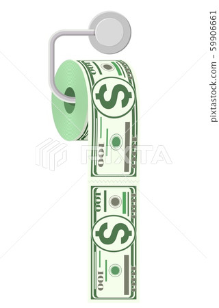 Hank of toilet paper dollar money. Hank of toilet paper dollar money. 59906661