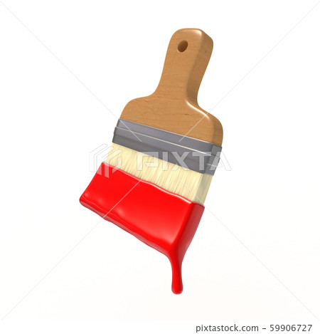 Brush with red paint on a white background Brush with red paint on a white background 59906727